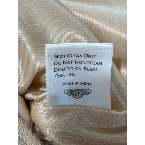 Sue Wong Nocturne Cocktail Dress Sequined Embroidered Cap Sleeve Champagne Sz 6 - Picture 8 of 8